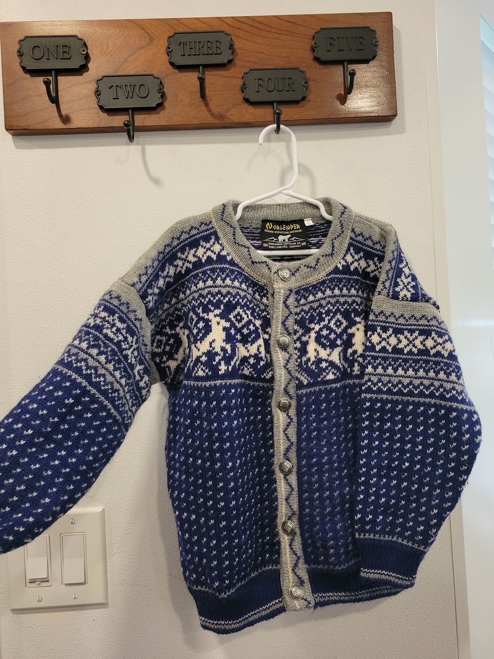 Norlender Nordic Patterned Button-Up Sweater - Blue & Gray From Norway Reindeer